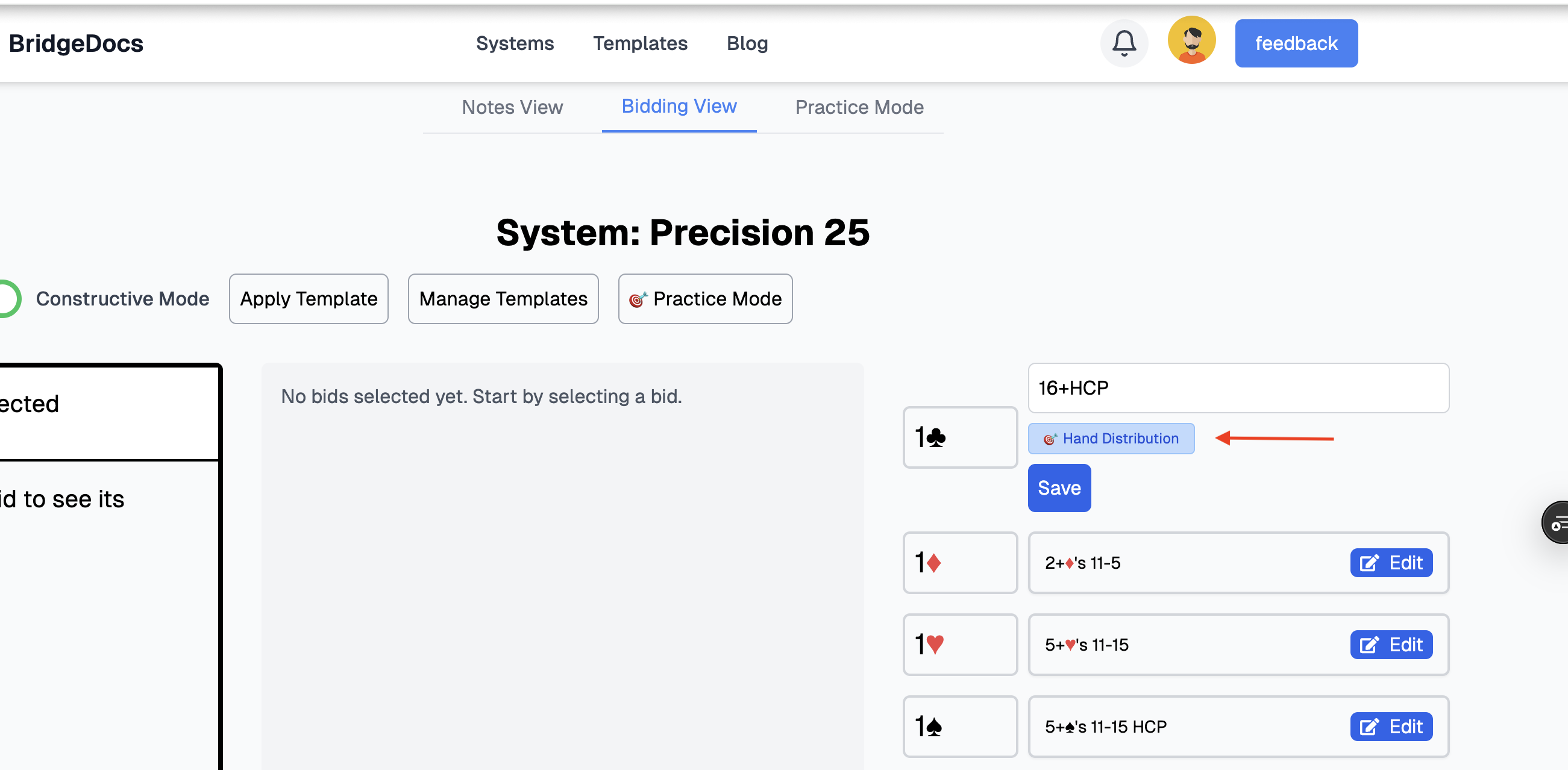 Bidding Constraints Screenshot